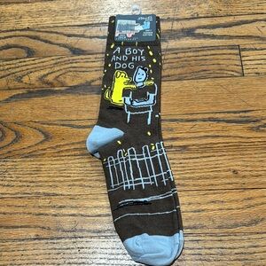 A Boy and His Dog Brow  and Blue Novelty Socks